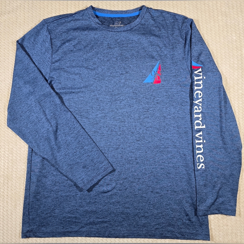 Vineyard Vines Performance Long Sleeve Shirt Mens L Blue VV 98 Stretch